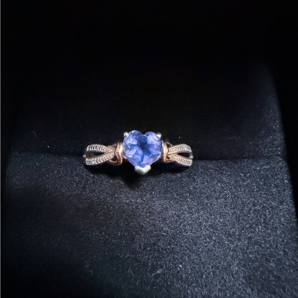 Elegant Iolite Heart Ring